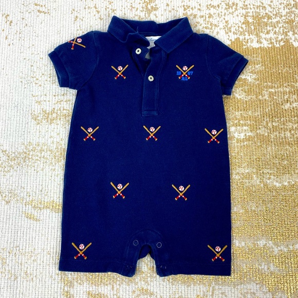 Ralph Lauren Other - Ralph Lauren Baby Boy Polo Romper | 6 Months | Baseball Embroidery